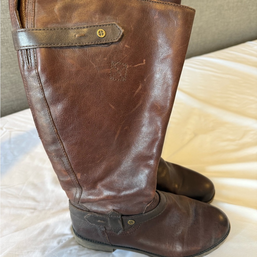 Brown Leather Riding Boots naturalizer wide calf